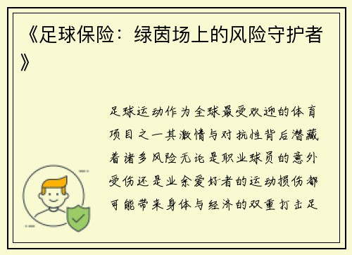《足球保险：绿茵场上的风险守护者》